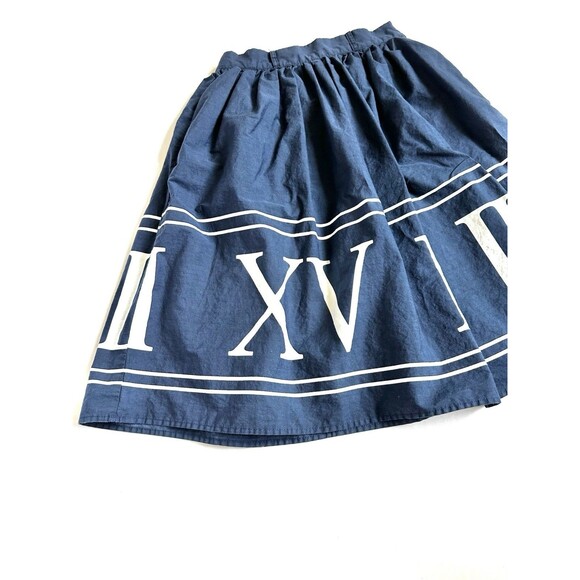 Modcloth Circle Skirt Roman Numeral Full Navy Women’s Size Small Cotton Zip - Picture 3 of 10